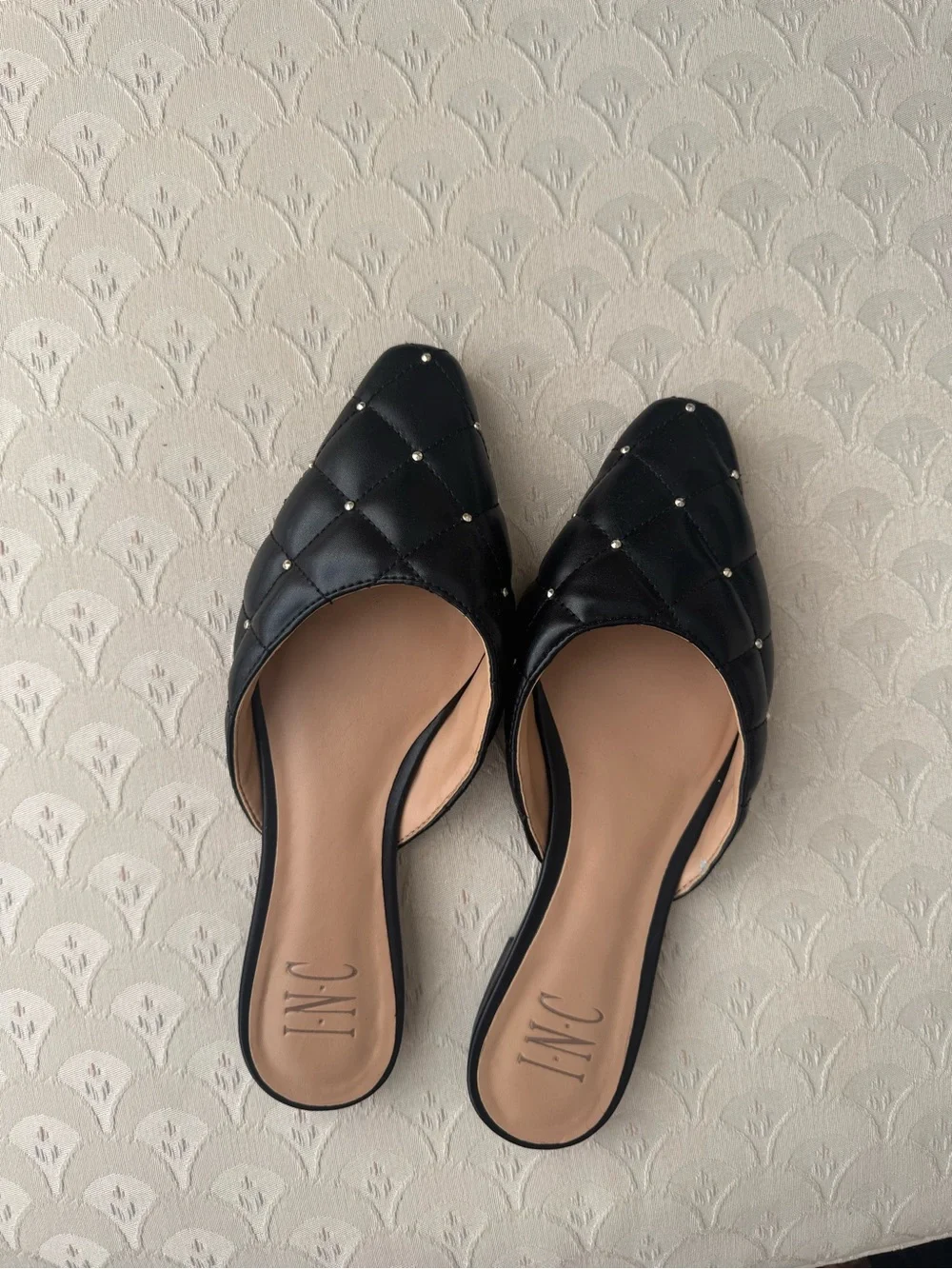 INC International Concepts Black Quilted Slip-On Mules - Picture 2 of 3